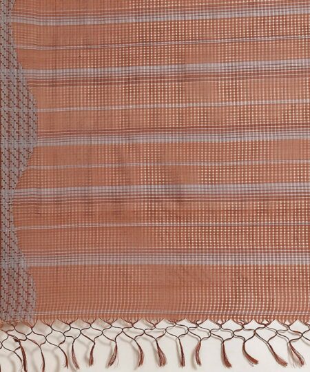 Handwoven Brown Jamdani Silk Saree - Image 3