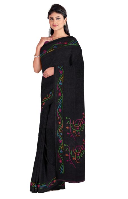 Handwoven Cotton Jamdani Saree - Image 3