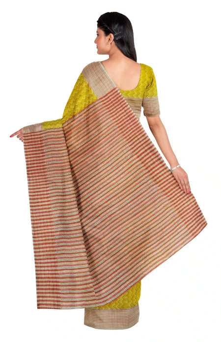 Handcrafted Kantha Silk Saree - Image 2