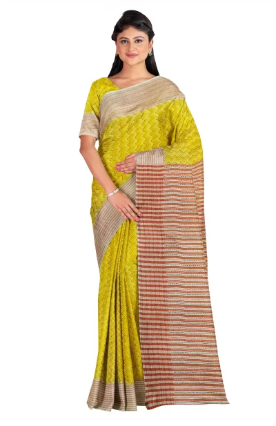 Handcrafted Kantha Silk Saree