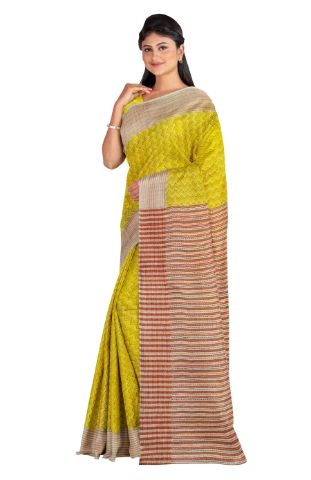 Handcrafted Kantha Silk Saree - Image 3