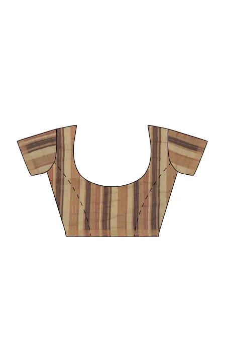 Handwoven Kora Silk-Linen Saree - Rust Colour - Image 4