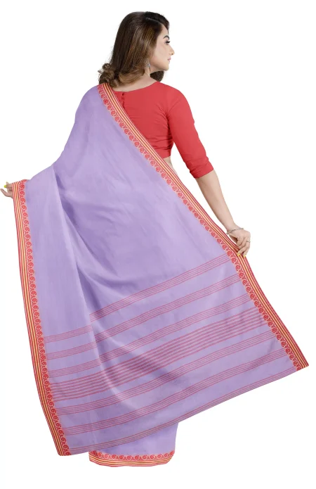 Santipuri Cotton Saree - Mauve - Image 3