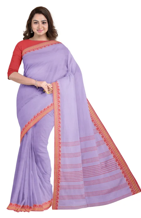 Santipuri Cotton Saree - Mauve - Image 2