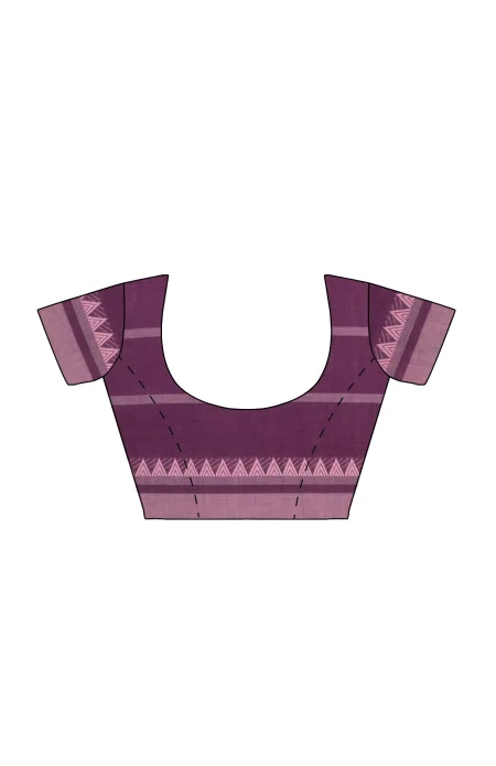 Tangail Cotton Saree - Magenta - Image 4