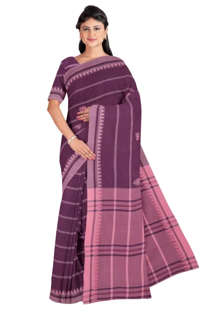 Tangail Cotton Saree - Magenta