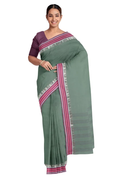 Santipuri Cotton Saree - Teal