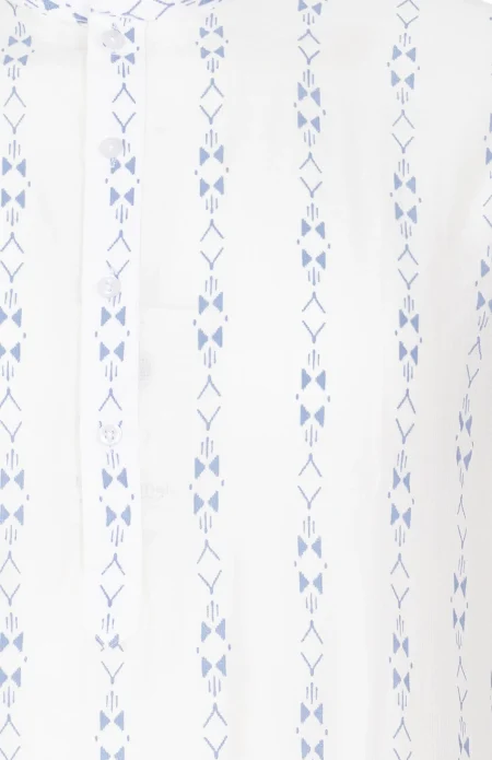 Printed Cotton Kurta – White - Image 3