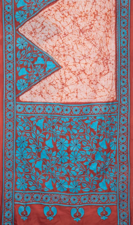 Handcrafted Kantha Silk Saree - Multi Colour - Image 5