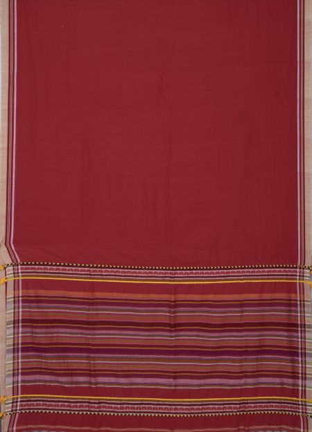 Tangail Cotton Saree - Red - Image 4