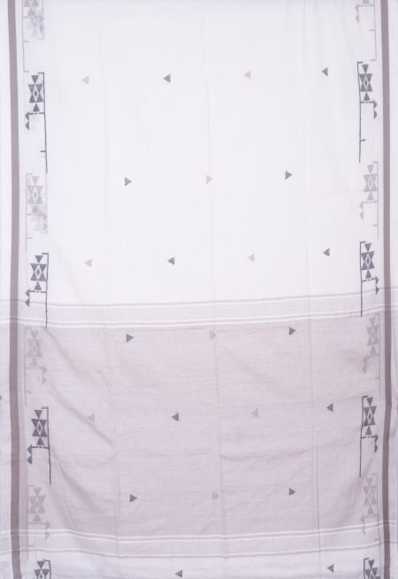 Tangail Cotton Saree - White - Image 4