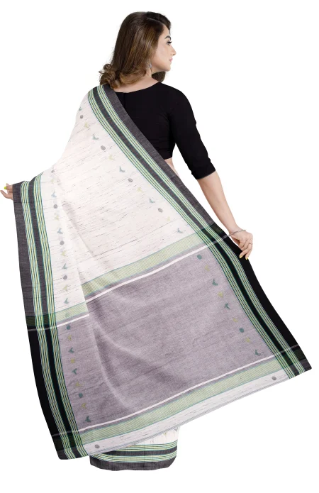 Tangail Cotton Saree - Off-White - Image 3