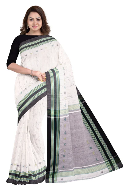 Tangail Cotton Saree - Off-White