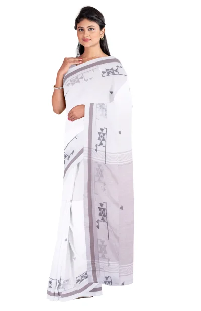 Tangail Cotton Saree - White