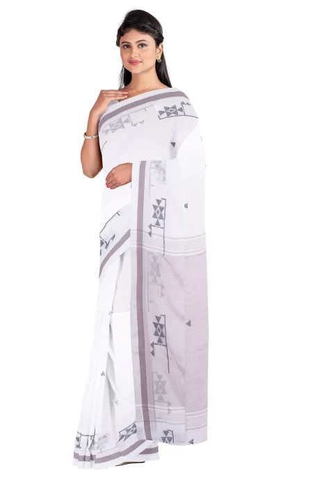 Tangail Cotton Saree - White