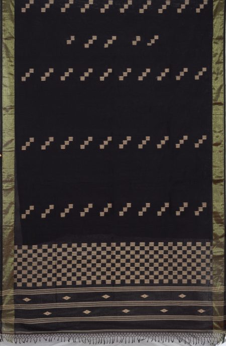 Tangail Cotton Saree - Black - Image 4