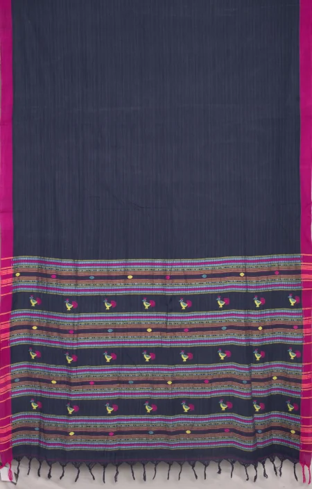 Dokhna Cotton Saree - Blue - Image 4