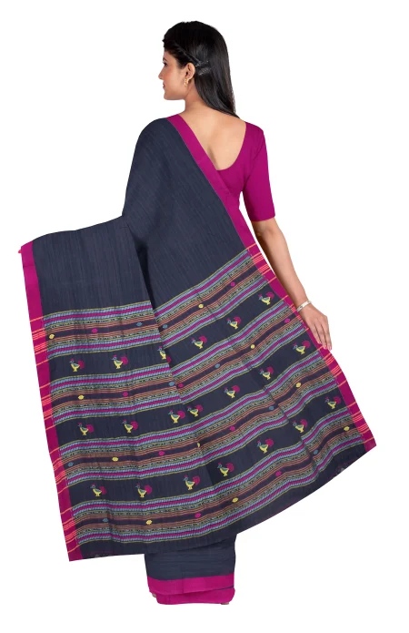 Dokhna Cotton Saree - Blue - Image 3
