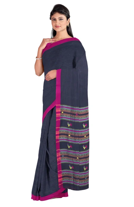 Dokhna Cotton Saree - Blue - Image 2
