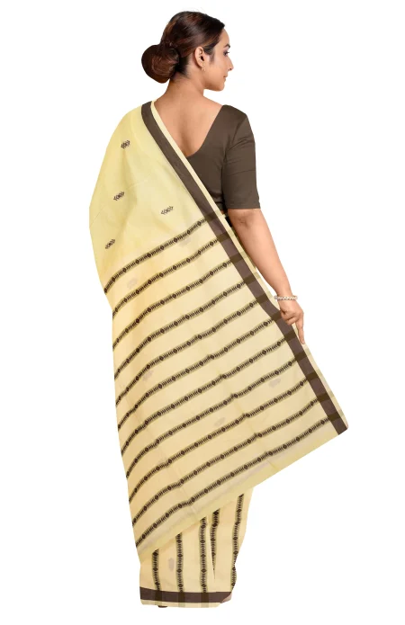 Begumpuri Cotton Saree - Lemon Yellow - Image 3