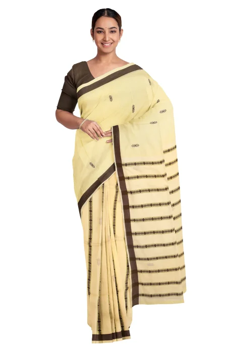 Begumpuri Cotton Saree - Lemon Yellow - Image 2