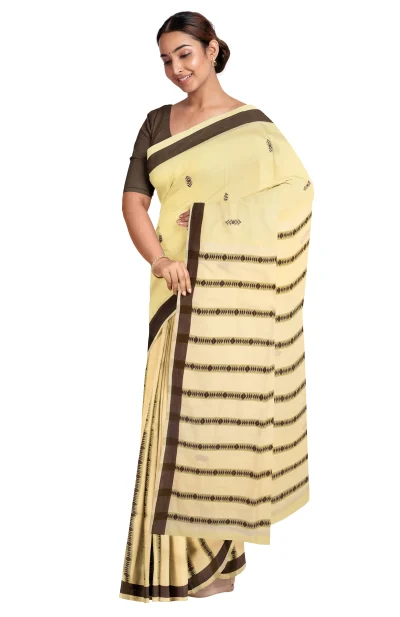 Begumpuri Cotton Saree - Lemon Yellow