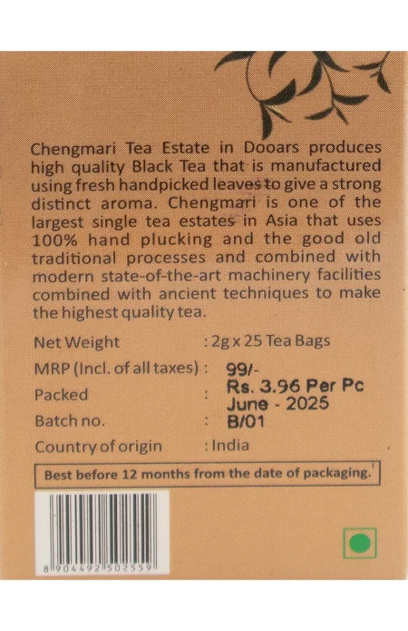 150g (Black-1) & (Earl Grey-2) Tea Bags from Chengmari Tea Garden - Pack of 3 - Image 5