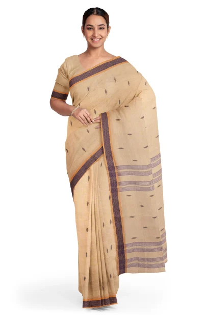 Santipuri Cotton Saree - Light Teal