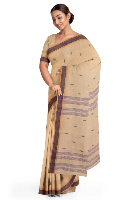 Santipuri Cotton Saree - Light Teal - Image 2