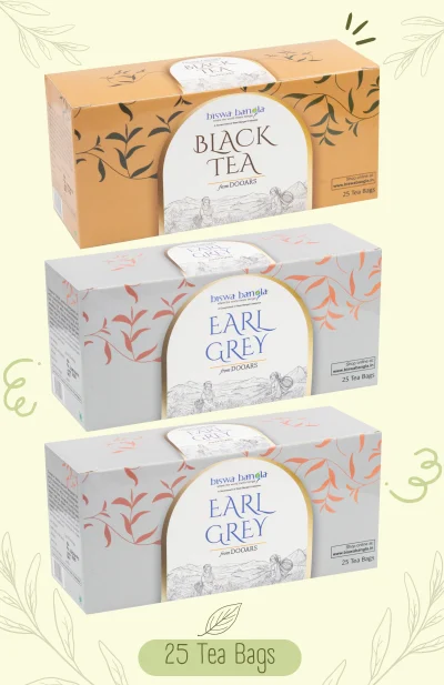 150g (Black-1) & (Earl Grey-2) Tea Bags from Chengmari Tea Garden - Pack of 3