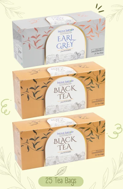 150g (Black-2) & (Earl Grey-1) Tea Bags from Chengmari Tea Garden - Pack of 3