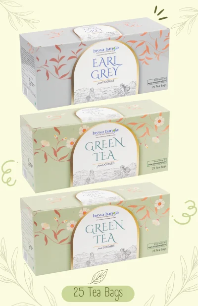 150g (Green-2) & (Earl Grey-1) Tea Bags from Chengmari Tea Garden - Pack of 3