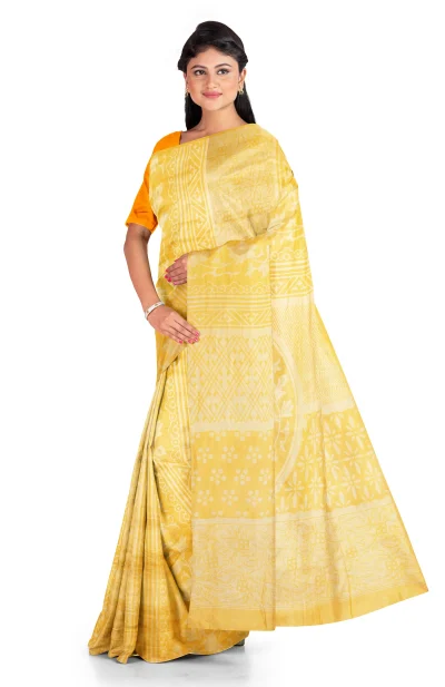 Screen Printed Silk Saree - Blazing yellow