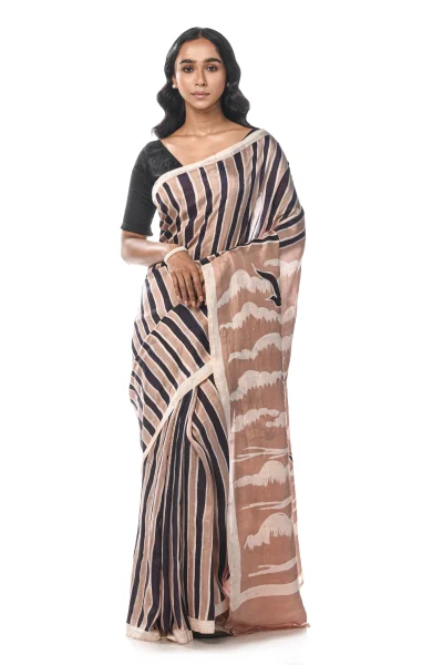 Batik Silk Saree - Beige