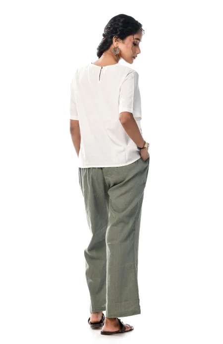 Cotton Embroidered Top  - White - Image 3
