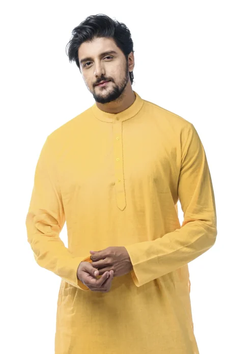 Cotton Sabudana Kurta - Yellow