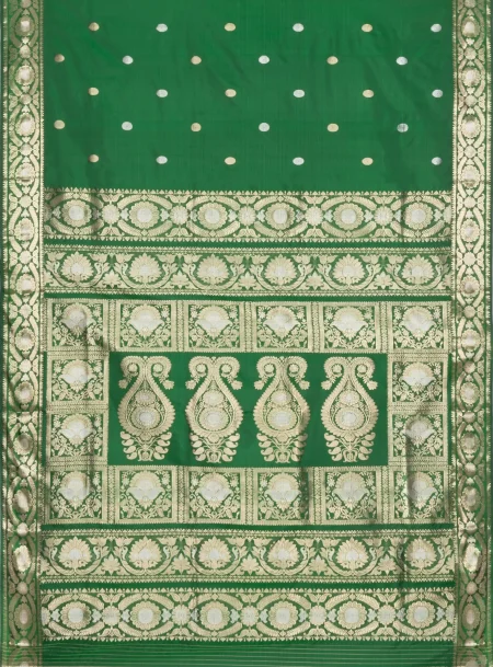 Baluchari Silk Saree - Green - Image 4