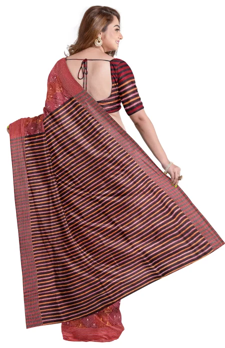 Handcrafted Kantha Silk Saree - from Srishtishree - Image 2
