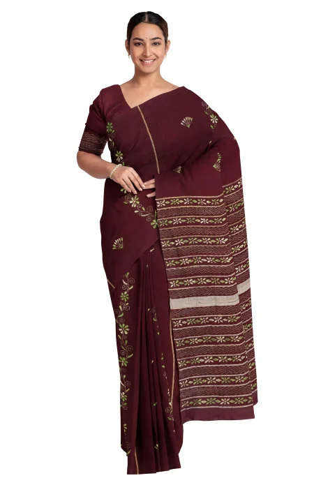 Khes Kantha Cotton Saree - From Manjusha - Image 3