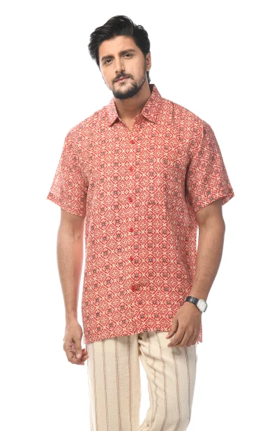 Printed Cotton Half Sleeves Shirt - from Srishtishree