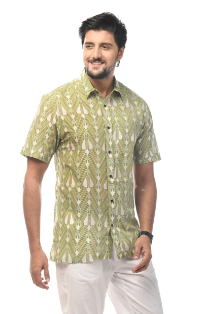 Printed Cotton Half Sleeves Shirt - from Srishtishree