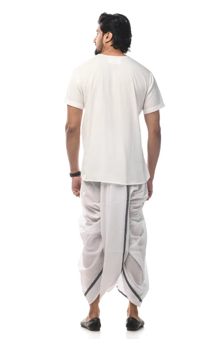 200s Muslin Dhoti with Grey Border - from Srishtishree - Image 2